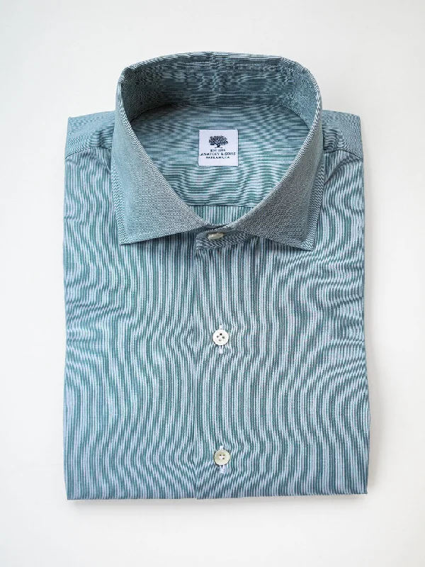 Mille Striped Cotton Dress Shirt - Green