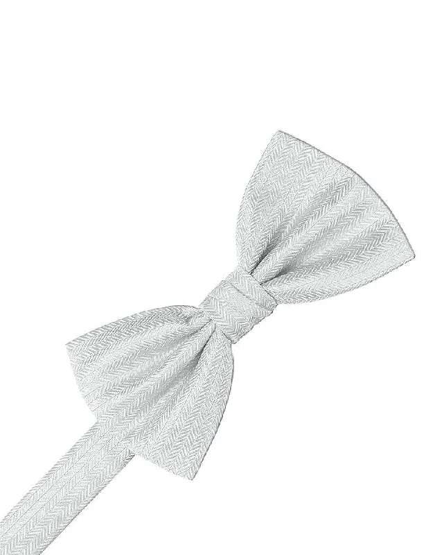 Platinum Herringbone Bow Tie