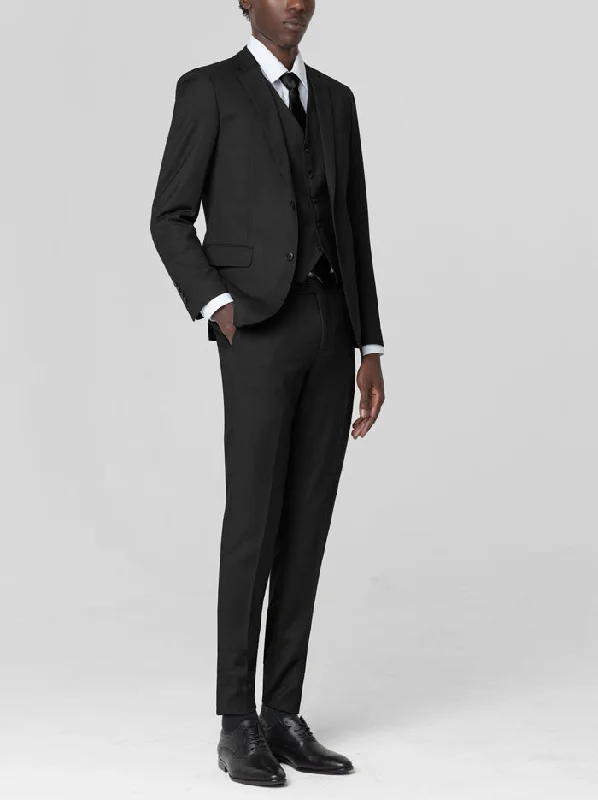 Black Birdseye Three Piece Suit