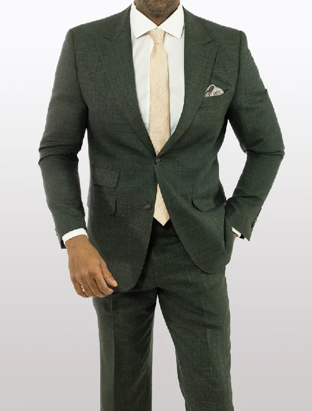 FUBU Olive Green Peak Lapel Suit