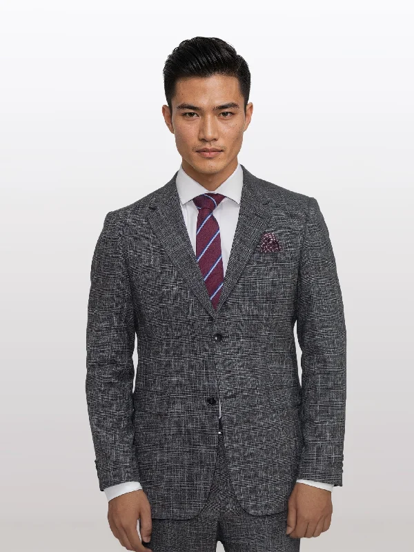 Men's Charcoal with Black Pattern Slim Fit Suit