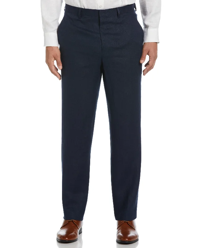 100% Linen Solid Flat Front Pant