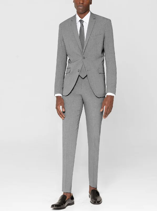 Light Grey Two Button Suit in Wool