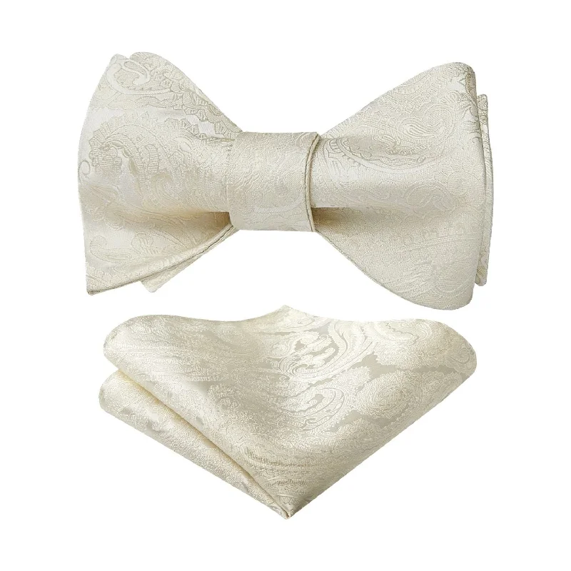 Paisley Bow Tie & Pocket Square - CHAMPAGNE-5