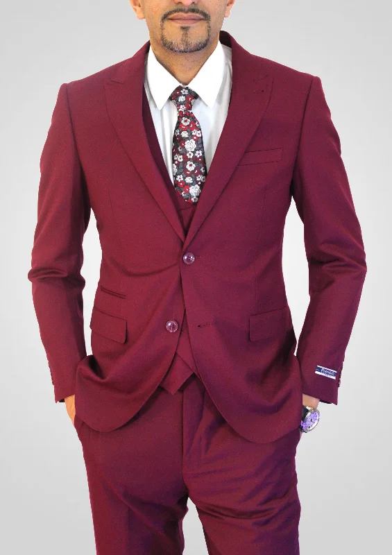 PORTABELLA,SOLID-2BV-SLIM FIT-DRESSY SUITS-9DV-BERRY