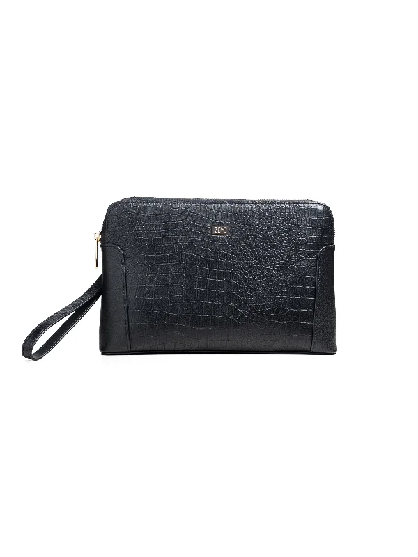 Aurelio Clutch - Black Croco Leather