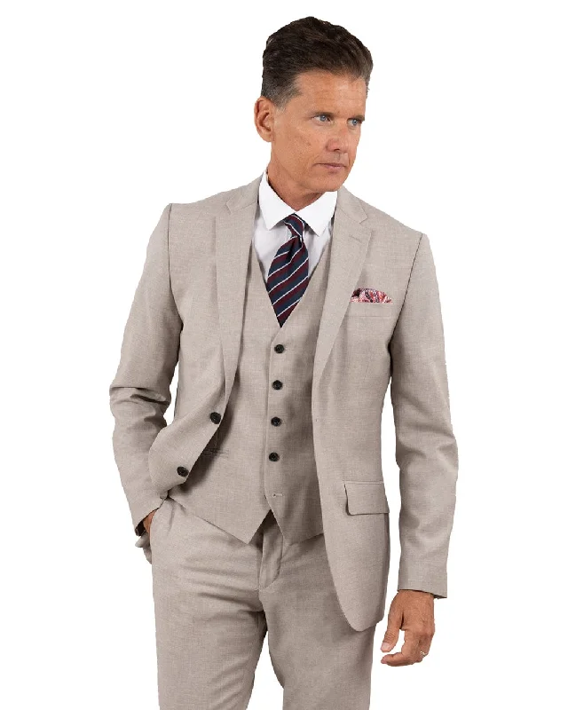 Reda Chambray Beige Suit Jacket