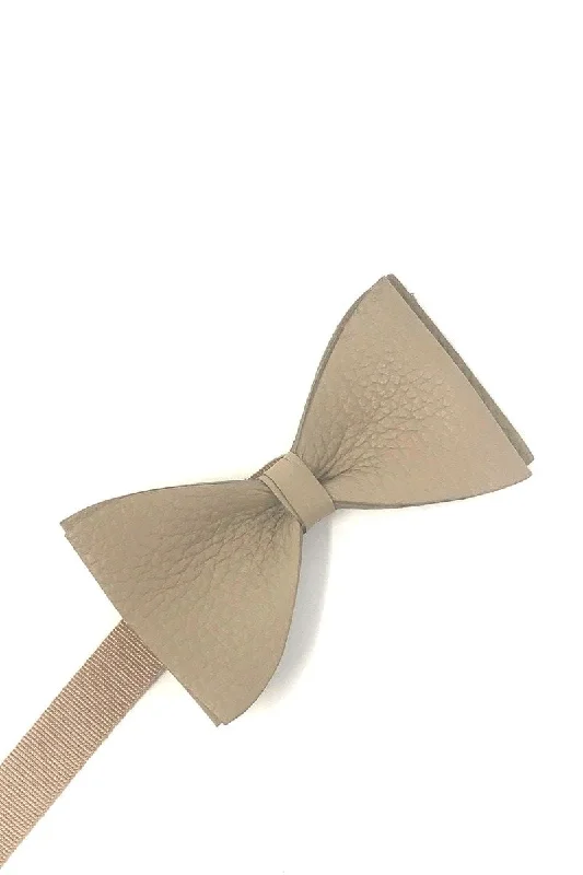 Tan Textured Leather Bow Tie