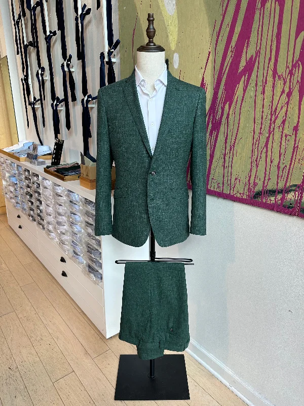 Dark Green Linen Blend Luxury Suit