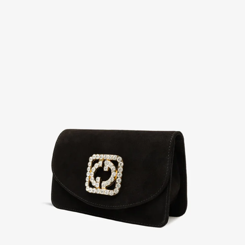 The California Black Suede Leather Handbag