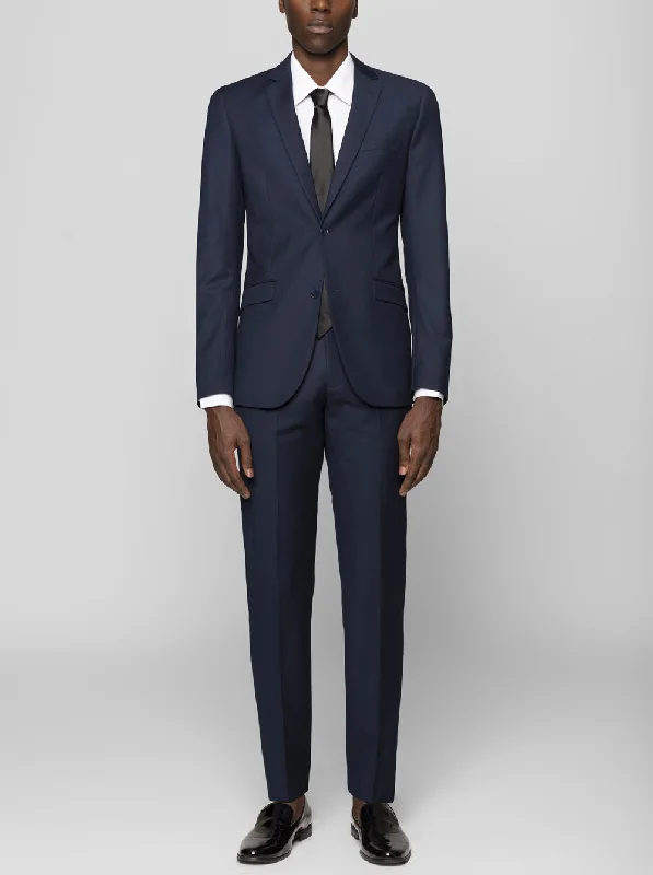 Navy Blue Two Button Suit in Wool