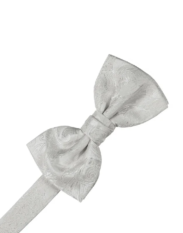 Platinum Paisley Silk Bow Tie