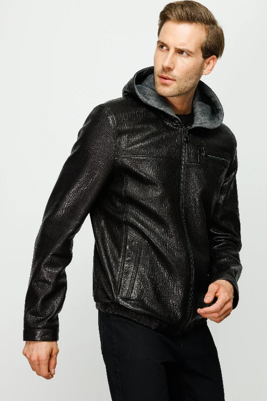 The Byron Ribi Black Leather Men Jacket