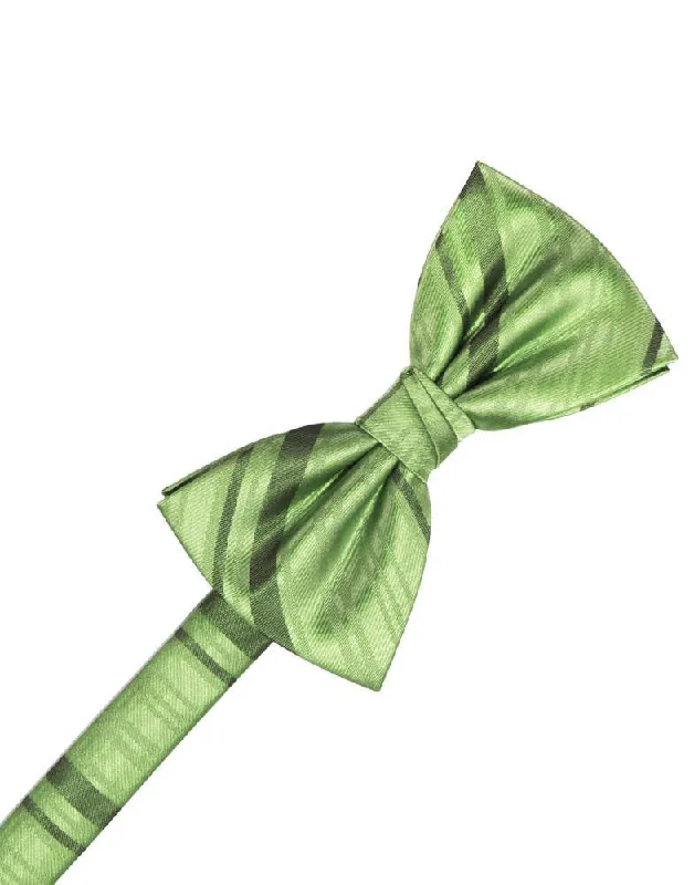 Sage Striped Satin Bow Tie