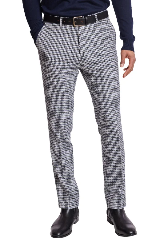 Downing Pants - slim - Blue White Houndstooth