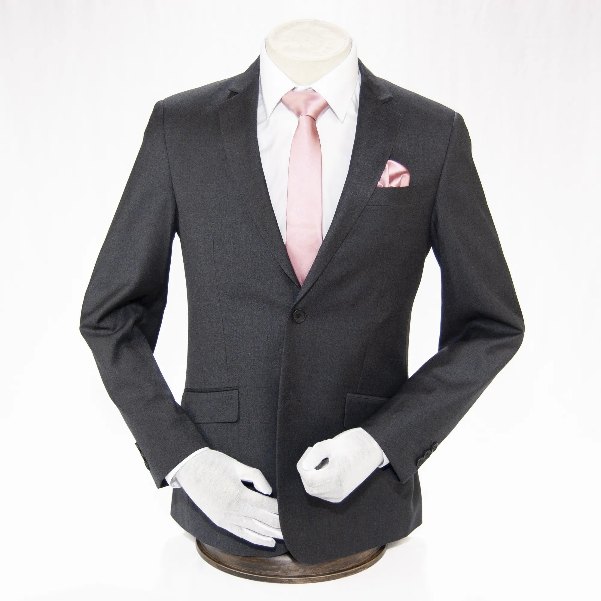 Solid Charcoal Premium 2-Piece European Big & Tall Suit