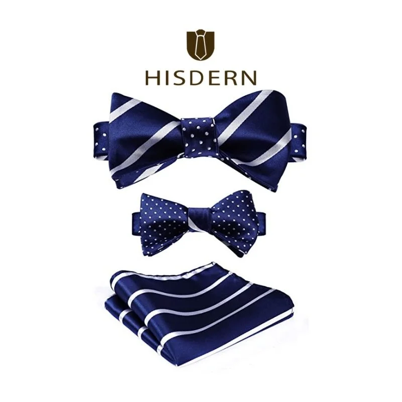 Stripe Bow Tie & Pocket Square - A-BLUE