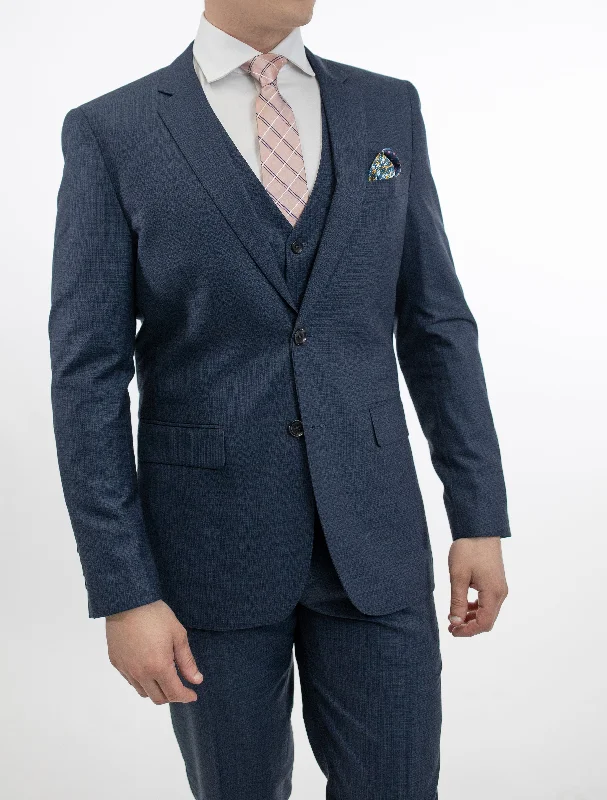 FUBU Blue Glen Check Vested Suit