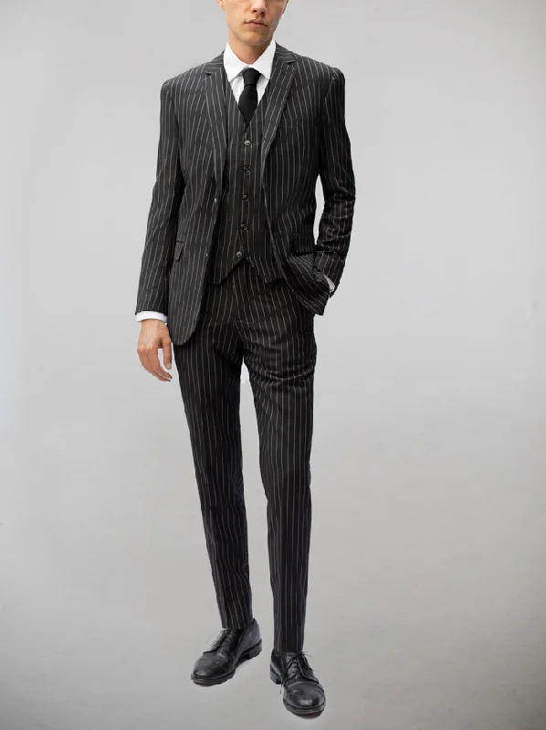 Black Pinstripe Three Piece Suit