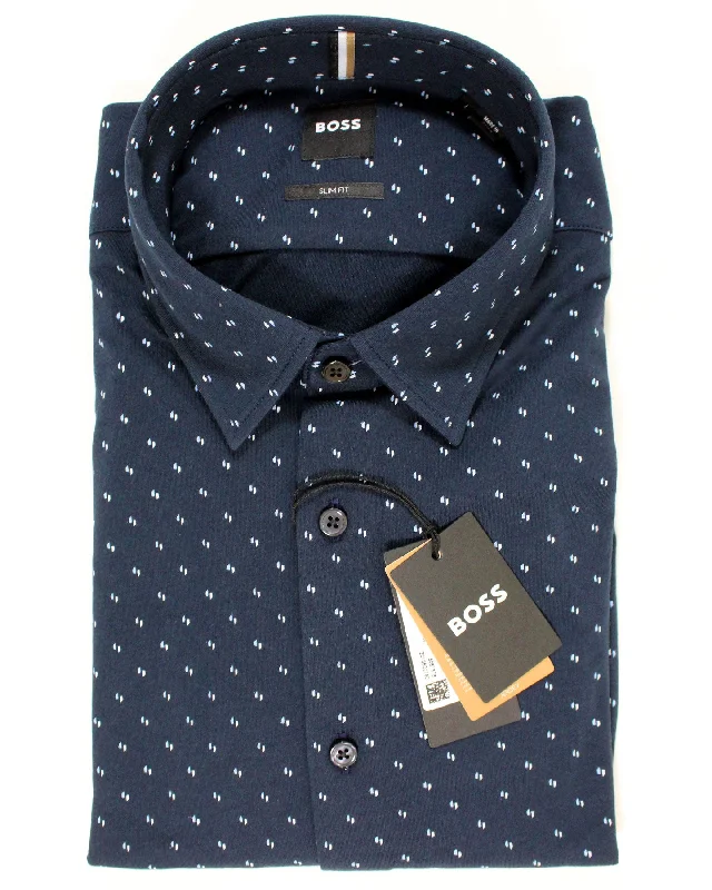 Hugo Boss Shirt Midnight Blue Pattern - Slim Fit XL SALE