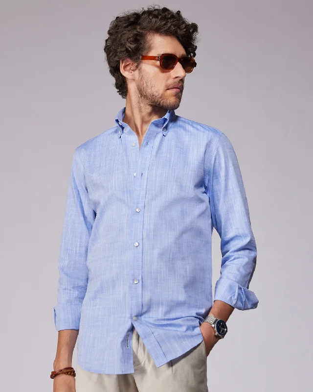 Cotton Linen Blended Shirt - Blue