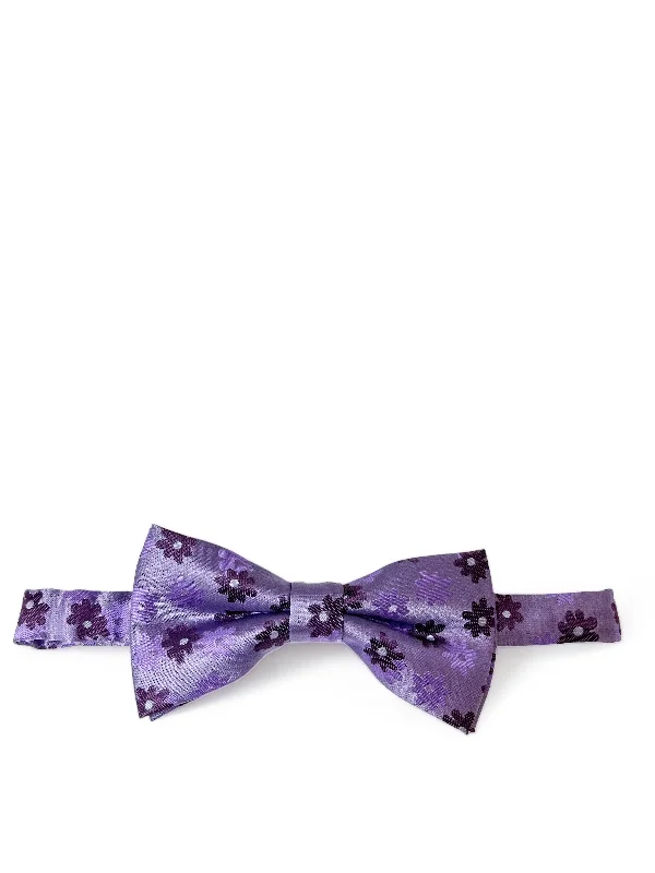 Violet Floral Patterned Bow Tie