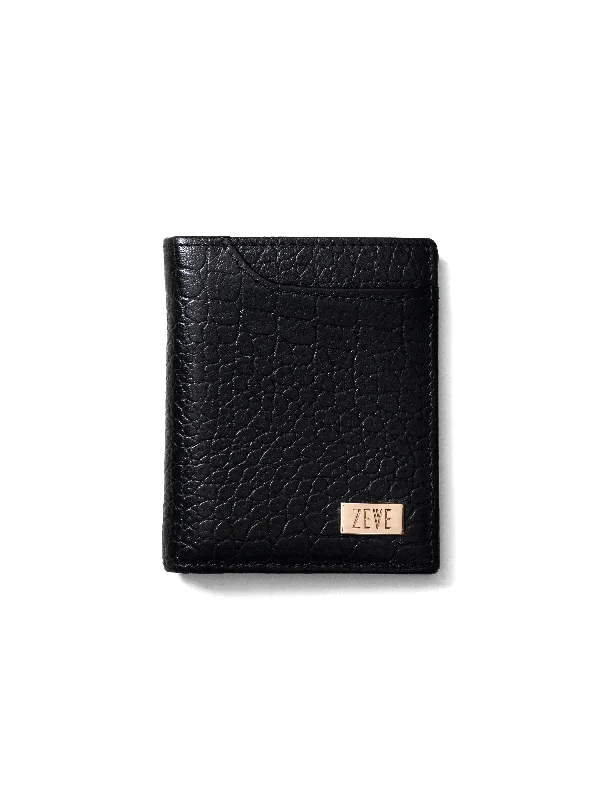 Zeve Slim Folding Wallet - Black Croco Leather