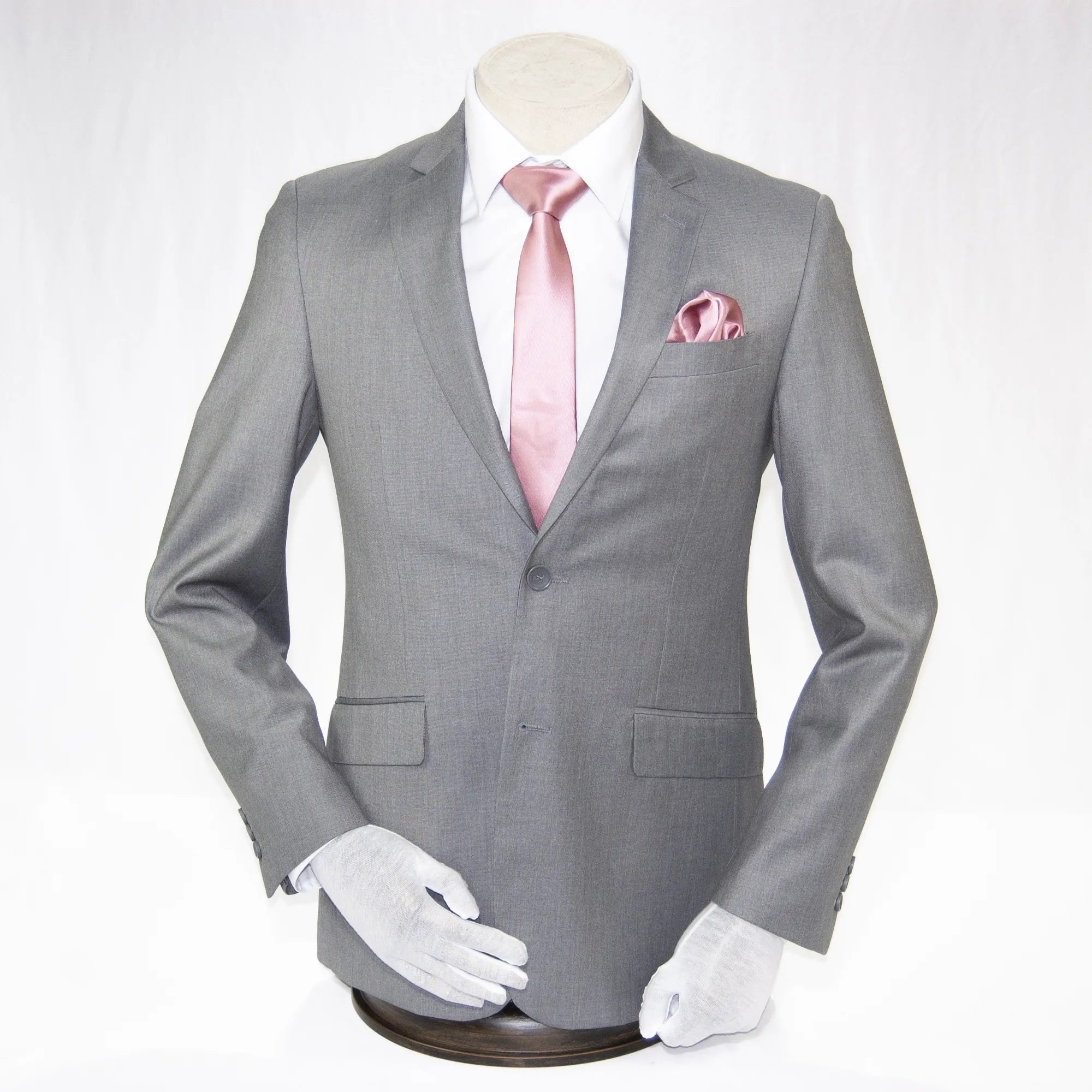 Solid Gray Premium 2-Piece European Big & Tall Suit