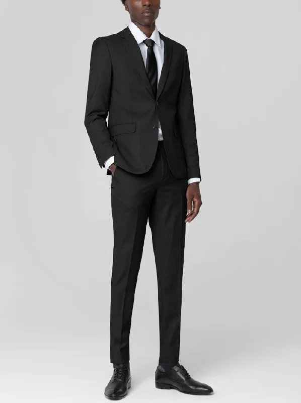 Black Birdseye Two Button Suit