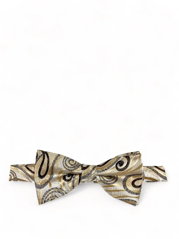 Beige Wild Paisley Design Bow Tie