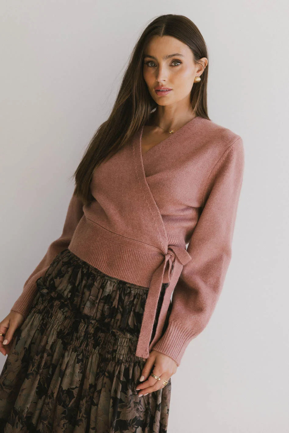 Addie Wrap Cardigan in Rose - FINAL SALE