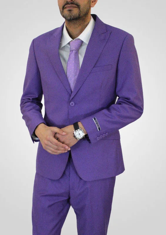 Portabella,SOLID-2 BUTTONS-SLIM-DRESSY SUITS-S2022-19-LAVENDER