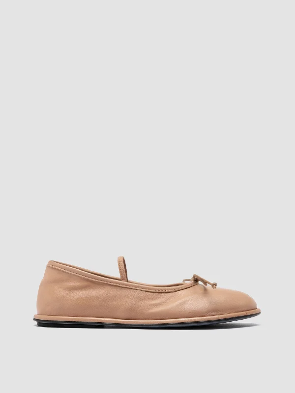 FONTAYNE 001 - Brown Leather Ballerina Shoes