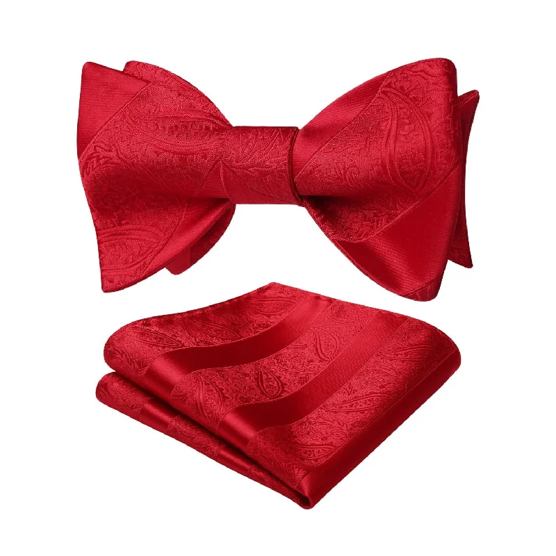 Stripe Bow Tie & Pocket Square - RED-4