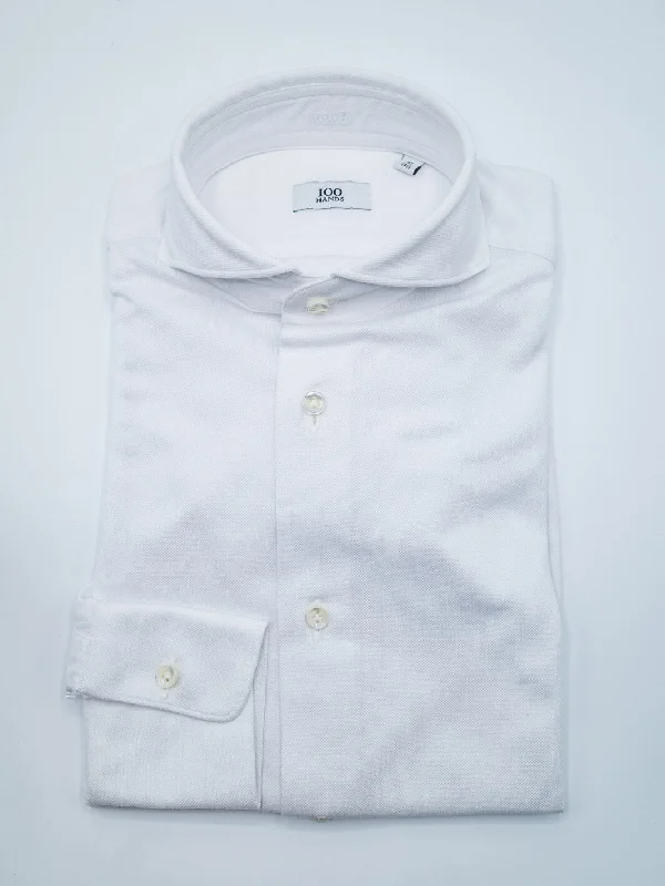 Cotton Piqué Dress Shirt - White