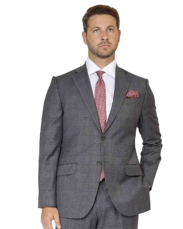 Grey Stretch Sharkskin Check Suit