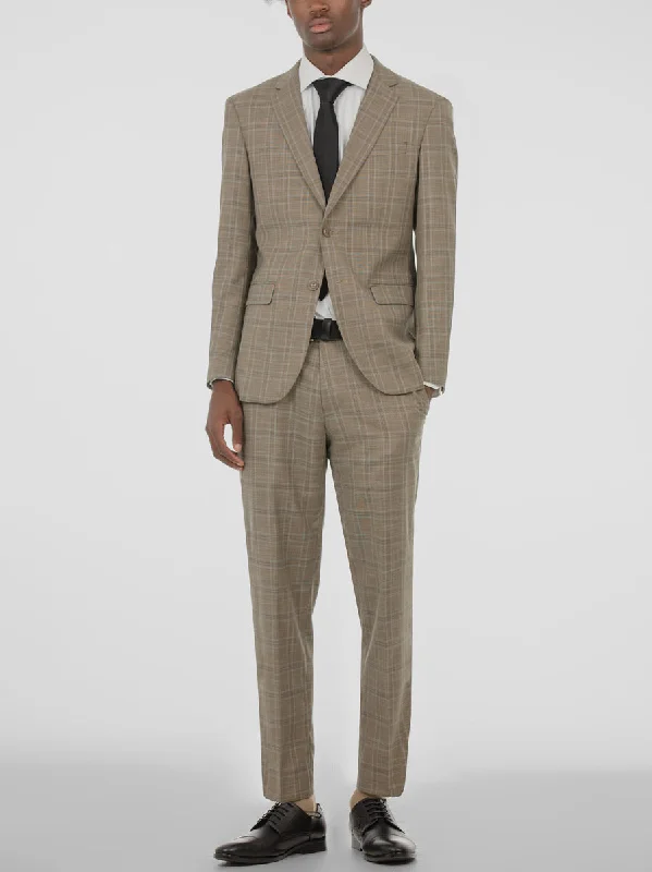 Dusty Brown Plaid Two Button Suit