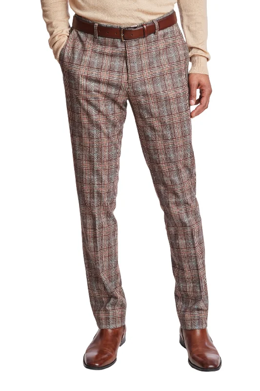 Downing Pants - slim - Brown Mint Plaid Knit