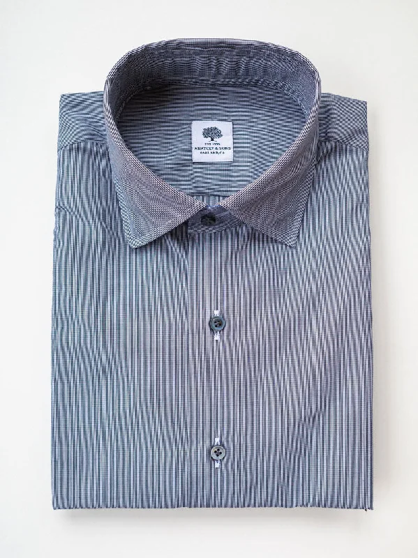 Mille Striped Cotton Dress Shirt - Charcoal