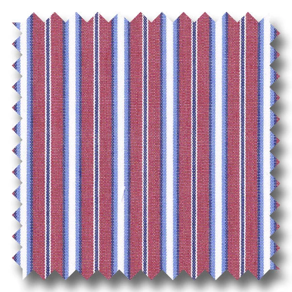 Red and Blue Multi Stripe Pinpoint - Custom Dress Shirt