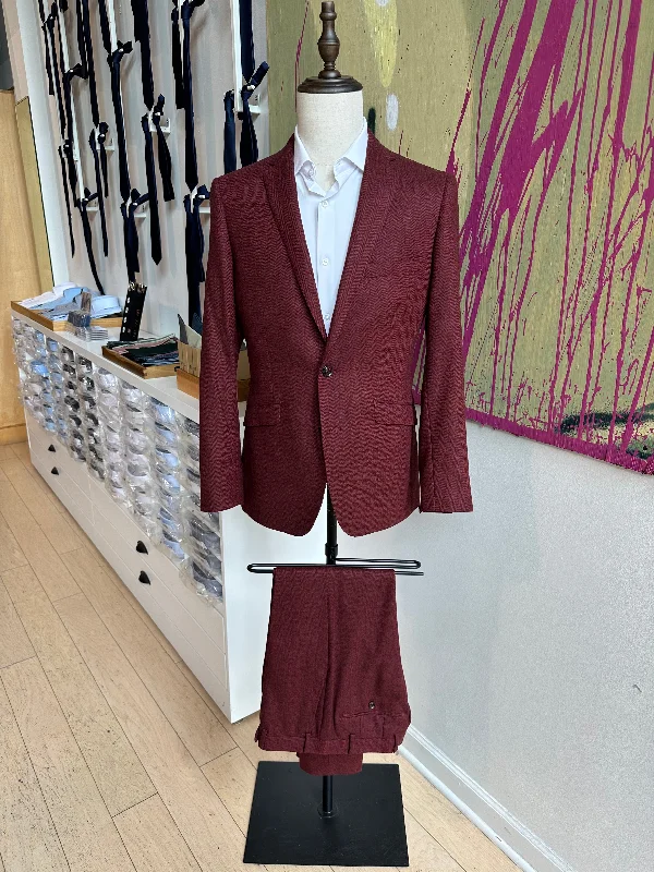 Red Herringbone Flannel Premium Suit