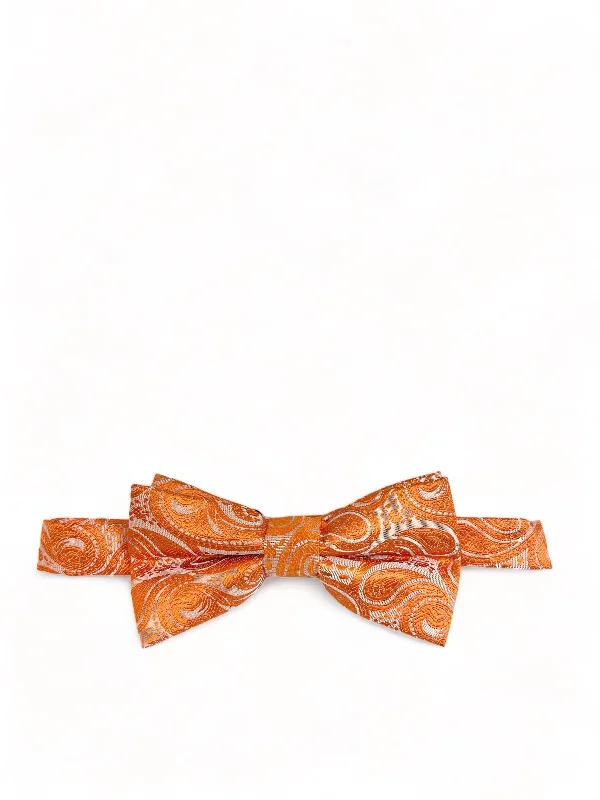 Classic Formal Burnt Orange Paisley Bow Tie