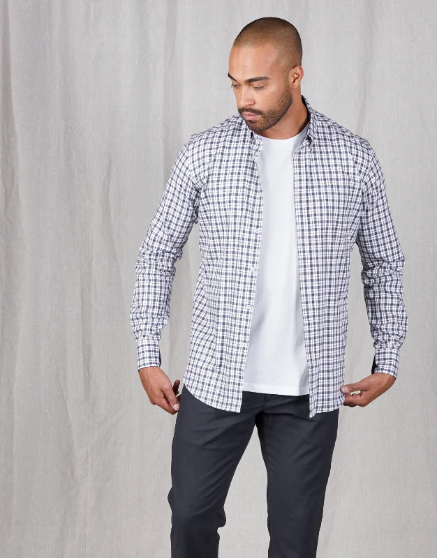 Ohope Navy & Brown Check Flannel Shirt