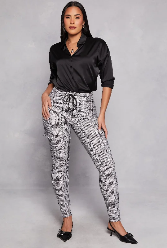 Plaid Cargo Pocket Dress Pants