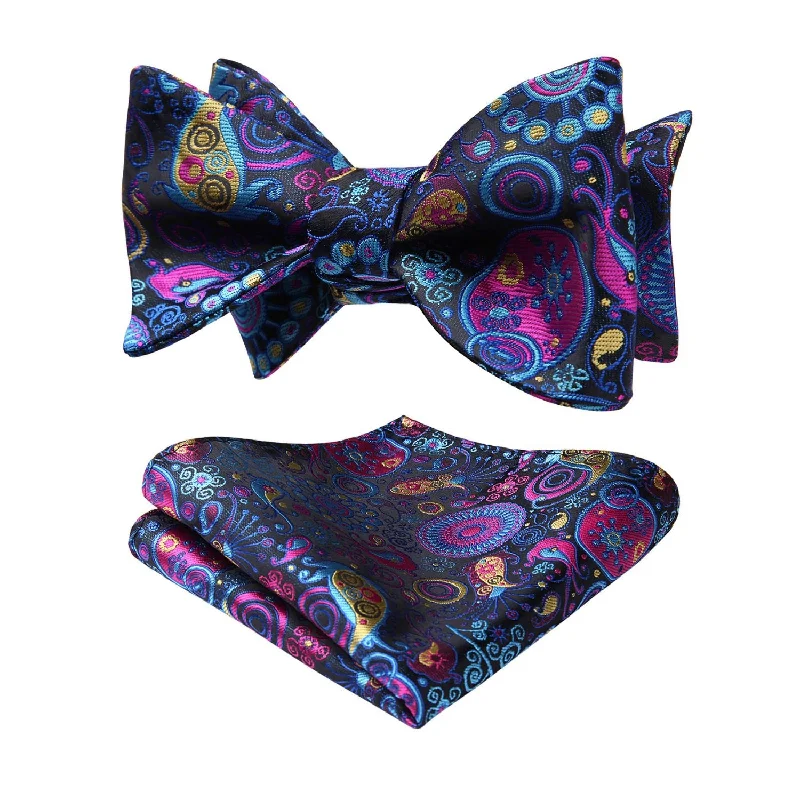 Floral Bow Tie & Pocket Square - A-PINK/BLUE