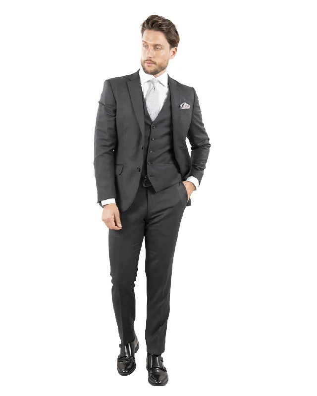 Di Fabio Charcoal Birdseye Suit Jacket