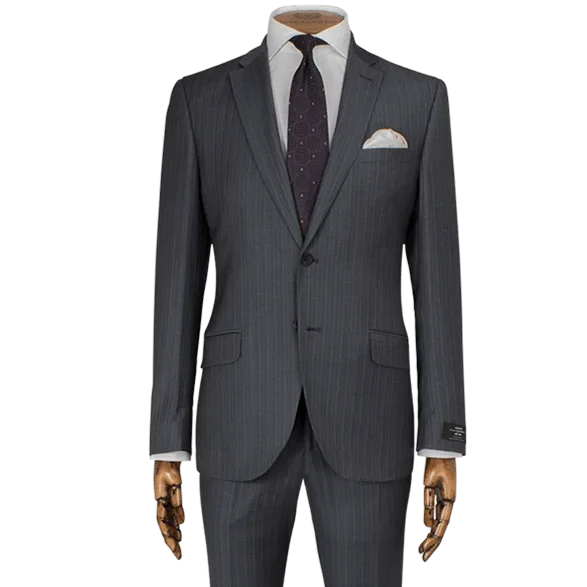 Lanificio F.lli Cerruti Grey & Purple Striped Two-Piece Suit