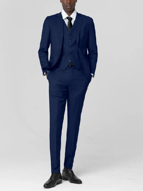 Royal Blue Birdseye Three Piece Suit