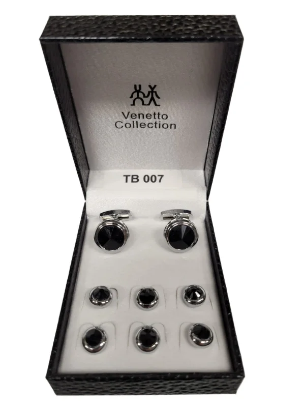 Venetto Tuxedo Studs & Cufflink Set-Black