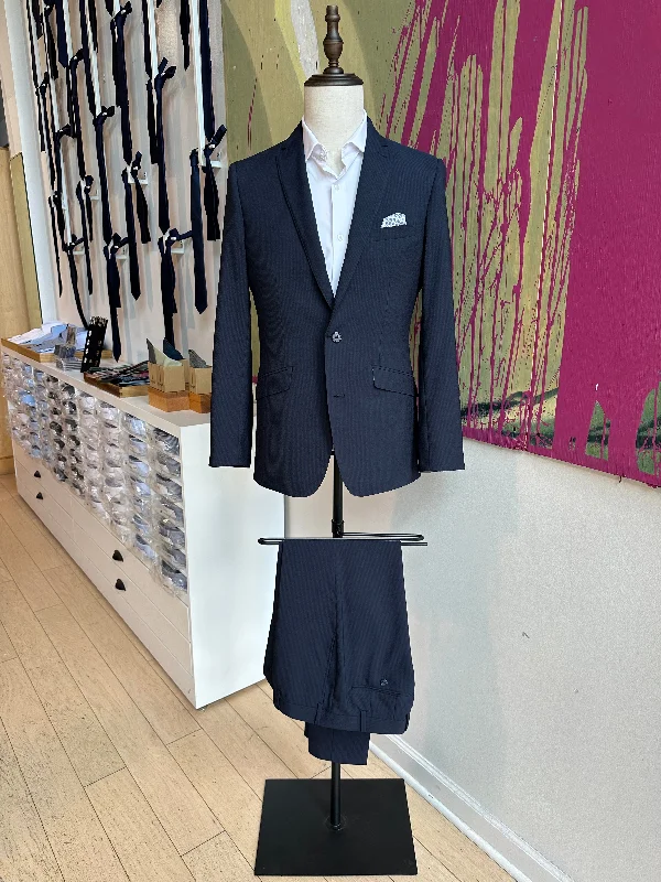 Navy Seersucker Premium Suit